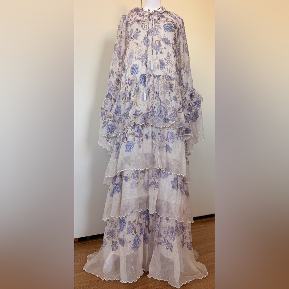 Floral Maxi Dress in Purple and Cream - Picture 5 of 15